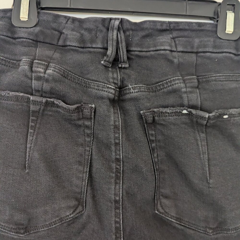 Good American black jeans, raw hem, button fly, kick crop - Size 14 - Picture 5 of 8